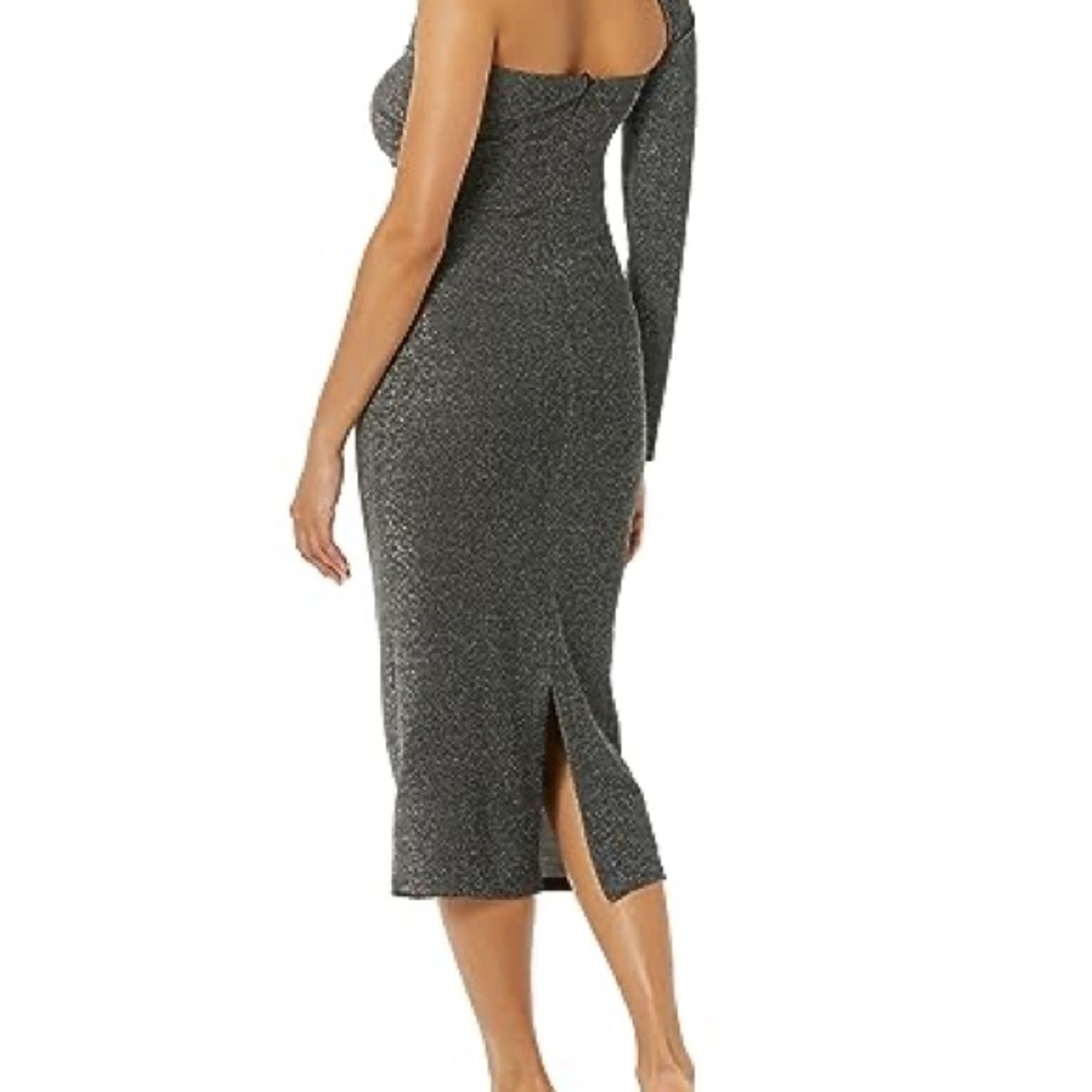 TEREA Women's Nola One Shoulder Metallic Midi Dress